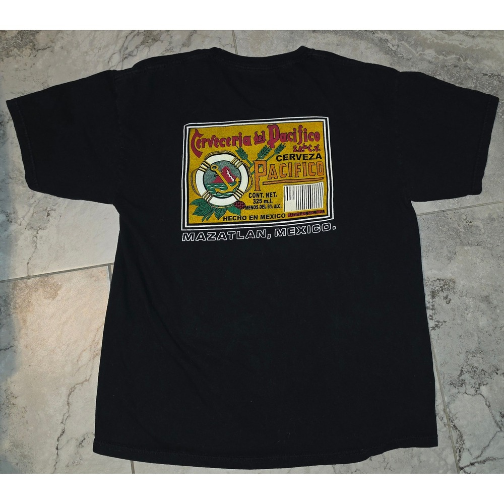 Pacifico Clara Beer Graphic T-Shirt Mens Large Black Cerveceria del Pacifico L